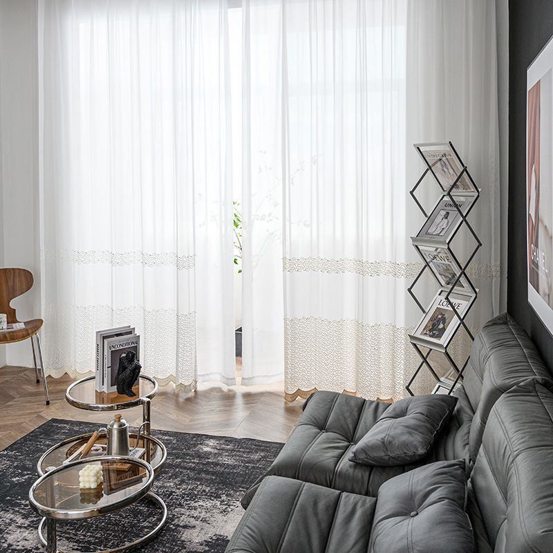Cortinas De Tul Transparente Bordadas Para Sala De Estar