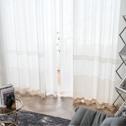 Cortinas De Tul Transparente Bordadas Para Sala De Estar