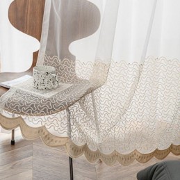 Cortinas De Tul Transparente Bordadas Para Sala De Estar