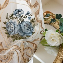Cortina Transparente Con Diseño Floral, Hecha A Medida, De Tul Bordado Para Sala De Estar.