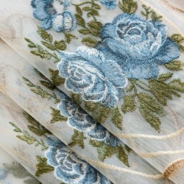 Cortina Transparente Con Diseño Floral, Hecha A Medida, De Tul Bordado Para Sala De Estar.