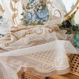 Cortina Transparente Con Diseño Floral, Hecha A Medida, De Tul Bordado Para Sala De Estar.
