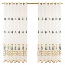 Cortina Transparente Con Diseño Floral, Hecha A Medida, De Tul Bordado Para Sala De Estar.