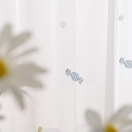 Cortina Decorativa Transparente Hecha A Medida, Cortinas De Tul Bordadas Con Diseño De Caramelo Para Dormitorio