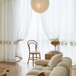 Cortinas De Tul Transparente Bordadas Con Mariposas, Cortinas De Gasa Hechas A Medida Para Sala De Estar