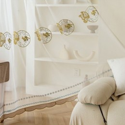 Cortinas De Tul Transparente Bordadas Con Mariposas, Cortinas De Gasa Hechas A Medida Para Sala De Estar