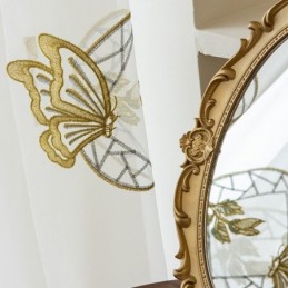 Cortinas De Tul Transparente Bordadas Con Mariposas, Cortinas De Gasa Hechas A Medida Para Sala De Estar