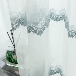 Cortina Transparente Hecha A Medida Con Hojas Bordadas De Tul Para Dormitorio