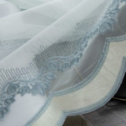 Cortina Transparente Hecha A Medida Con Hojas Bordadas De Tul Para Dormitorio