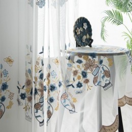Cortinas De Tul Transparente Bordadas, Cortinas De Voile Floral, Cortinas Hechas A Medida Para Sala De Estar