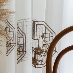 Cortina Transparente Blanca De Lujo Hecha A Medida, Cortina Bordada De Tul De Alta Calidad