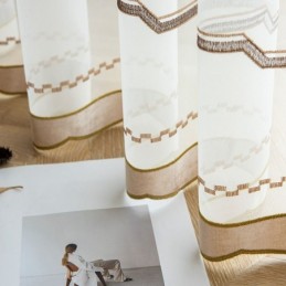 Cortina Transparente Blanca De Lujo Hecha A Medida, Cortina Bordada De Tul De Alta Calidad