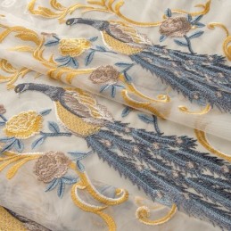 Cortina De Tul Con Bordado De Pavo Real, Hecha A Medida, Estilo Europeo, De Lujo, De Gasa Transparente Para Sala De Estar.