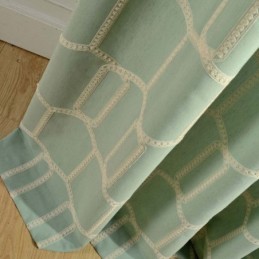 Cortina Semiopaca Abstracta Hecha A Medida Con Bordado De Panal Para Sala De Estar