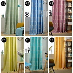 Cortina Semiopaca Abstracta Hecha A Medida Con Bordado De Panal Para Sala De Estar