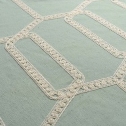 Cortina Semiopaca Abstracta Hecha A Medida Con Bordado De Panal Para Sala De Estar