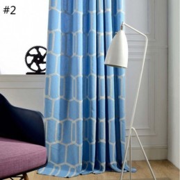 Cortina Semiopaca Abstracta Hecha A Medida Con Bordado De Panal Para Sala De Estar