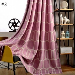 Cortina Semiopaca Abstracta Hecha A Medida Con Bordado De Panal Para Sala De Estar