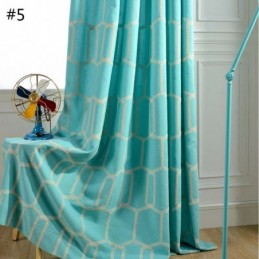 Cortina Semiopaca Abstracta Hecha A Medida Con Bordado De Panal Para Sala De Estar