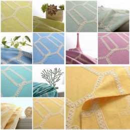 Cortina Semiopaca Abstracta Hecha A Medida Con Bordado De Panal Para Sala De Estar