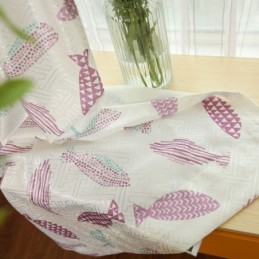 Cortina Semiopaca Hecha A Medida Con Estampado De Peces Para Habitación Infantil.