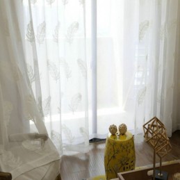 Cortina Transparente Con Bordado De Plumas, Hecha A Medida, Minimalista, De Voile, Para Sala De Estar Y Dormitorio