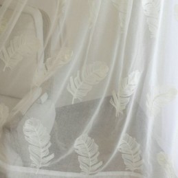 Cortina Transparente Con Bordado De Plumas, Hecha A Medida, Minimalista, De Voile, Para Sala De Estar Y Dormitorio