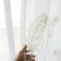 Cortina Transparente Con Bordado De Plumas, Hecha A Medida, Minimalista, De Voile, Para Sala De Estar Y Dormitorio