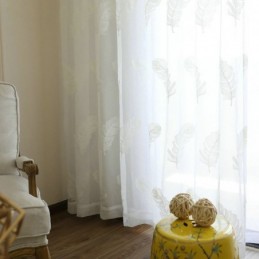 Cortina Transparente Con Bordado De Plumas, Hecha A Medida, Minimalista, De Voile, Para Sala De Estar Y Dormitorio