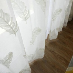 Cortina Transparente Con Bordado De Plumas, Hecha A Medida, Minimalista, De Voile, Para Sala De Estar Y Dormitorio