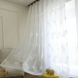 Cortina Transparente Con Bordado De Plumas, Hecha A Medida, Minimalista, De Voile, Para Sala De Estar Y Dormitorio