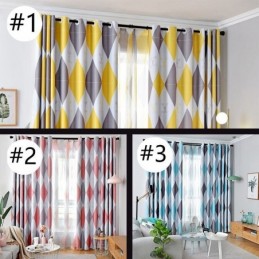 Cortina Opaca Hecha A Medida Con Patrón Geométrico Rómbico