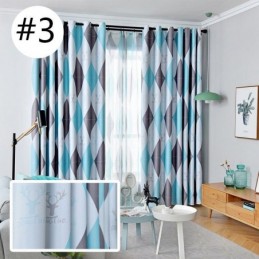 Cortina Opaca Hecha A Medida Con Patrón Geométrico Rómbico