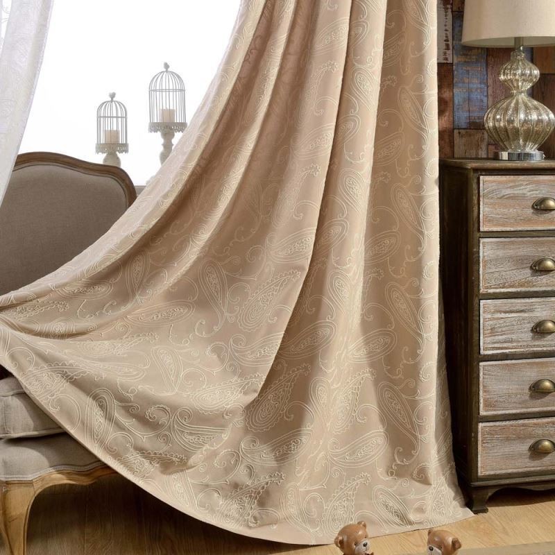 Cortina Semiopaca Vintage Hecha A Medida, Cortina Bordada De Lujo Para Sala De Estar