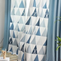 Cortina Nórdica Semiopaca Hecha A Medida, Cortina Triangular Estampada Para Sala De Estar
