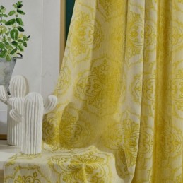 Cortina Opaca Simple Max Hecha A Medida, Cortina Con Estampado De Flores Y Jacquard Para Dormitorio