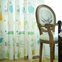 Cortina Semiopaca Moderna Hecha A Medida Con Estampado De Animales Para Habitación Infantil