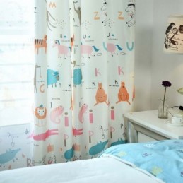Cortina Semiopaca Moderna Hecha A Medida Con Estampado De Animales Para Habitación Infantil