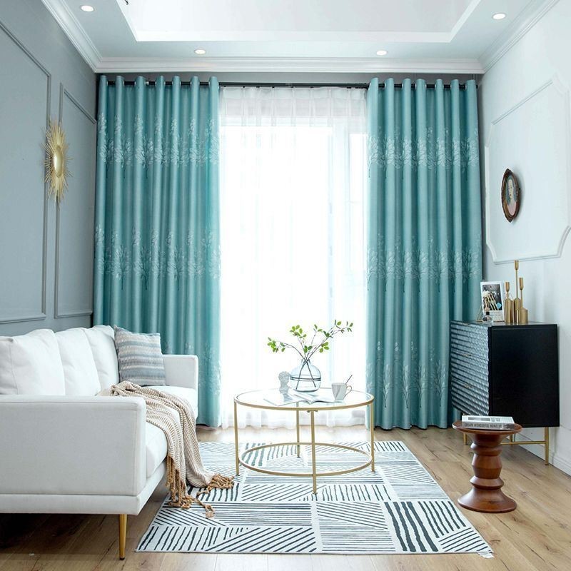 Cortinas De Satén Jacquard Con Estampado De Árboles De Estilo Nórdico Para Sala De Estar Y Dormitorio