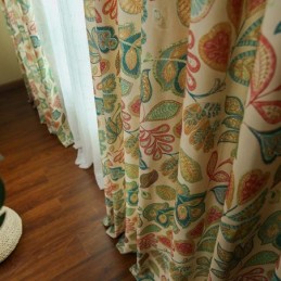 Cortina Retro Americana Hecha A Medida Con Estampado Floral Abstracto Para Dormitorio Y Sala De Estar, Tela Semiopaca.