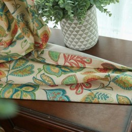 Cortina Retro Americana Hecha A Medida Con Estampado Floral Abstracto Para Dormitorio Y Sala De Estar, Tela Semiopaca.
