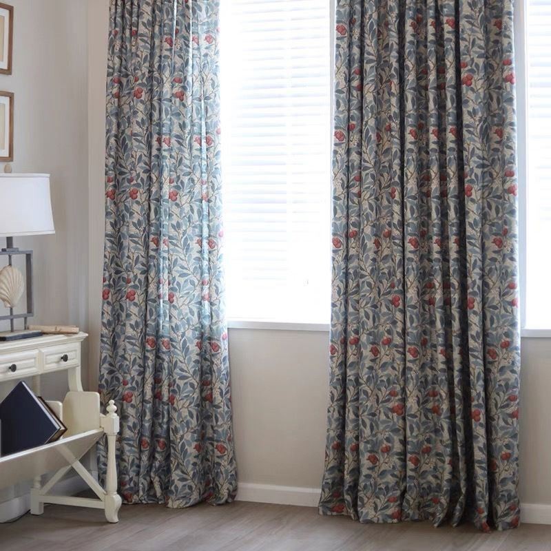 Cortinas Opacas Con Estampado Floral De Estilo Campestre Americano