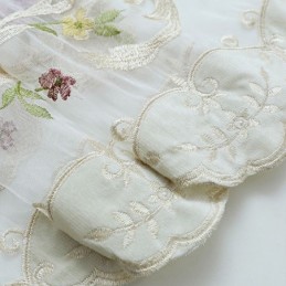 Cortina De Tul Bordada Europea, Hecha A Medida, Con Diseño Floral, Para Sala De Estar.