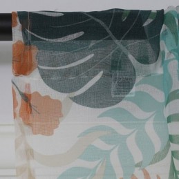 Cortina Con Estampado De Hojas, Hecha A Medida, De Tul Transparente Para Sala De Estar Y Dormitorio.