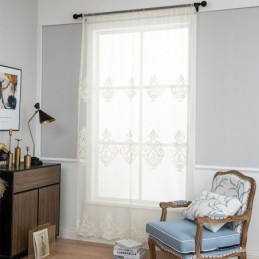 Cortinas Transparentes Bordadas Europeas De Voile Para Sala De Estar