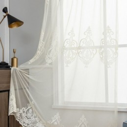 Cortinas Transparentes Bordadas Europeas De Voile Para Sala De Estar